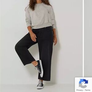 Lee Black Loose Fit Button Fly Cropped Jeans